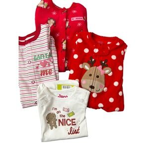 NWT Carter's Baby Girl 4 Piece  assorted  X-Mas, & Snowflake 0-3 Months